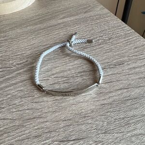 Silver and White Adjustable Bracelet "Love you"